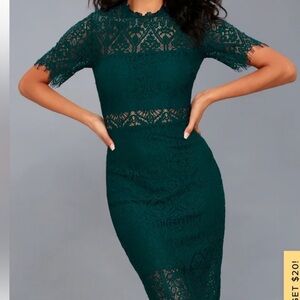 Lulu green lace dress. Size medium